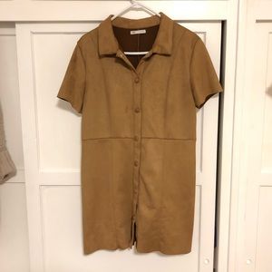 Zara size L Suede-like material Button-up Dress